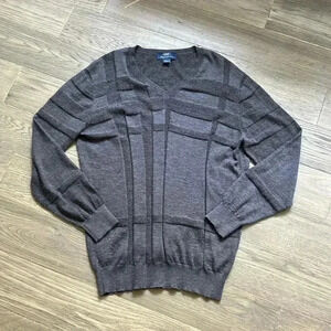 GOBI | Dark grey textured 70% cashmere and 30% silk vneck sweater